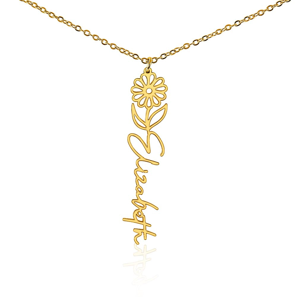 Flower Name Necklace - Vertical