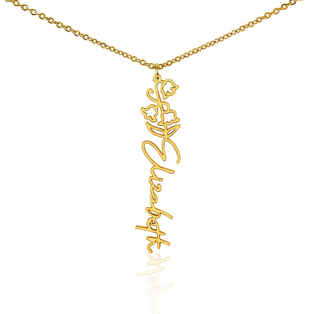 Flower Name Necklace - Vertical