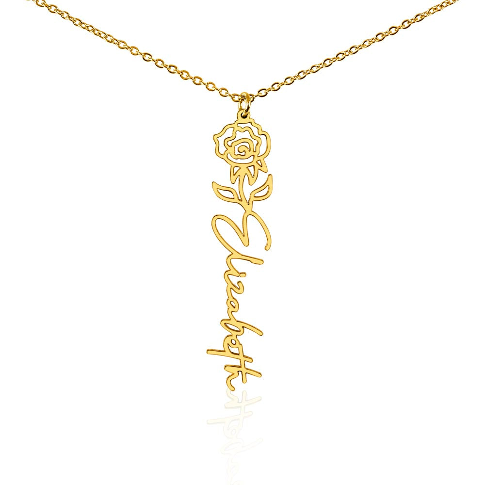 Flower Name Necklace - Vertical