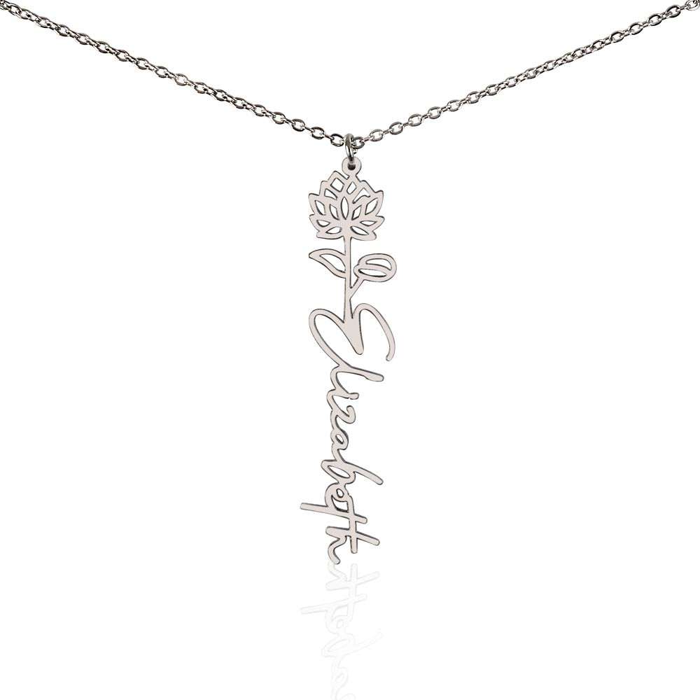 Flower Name Necklace - Vertical