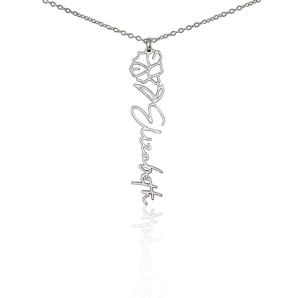 Flower Name Necklace - Vertical