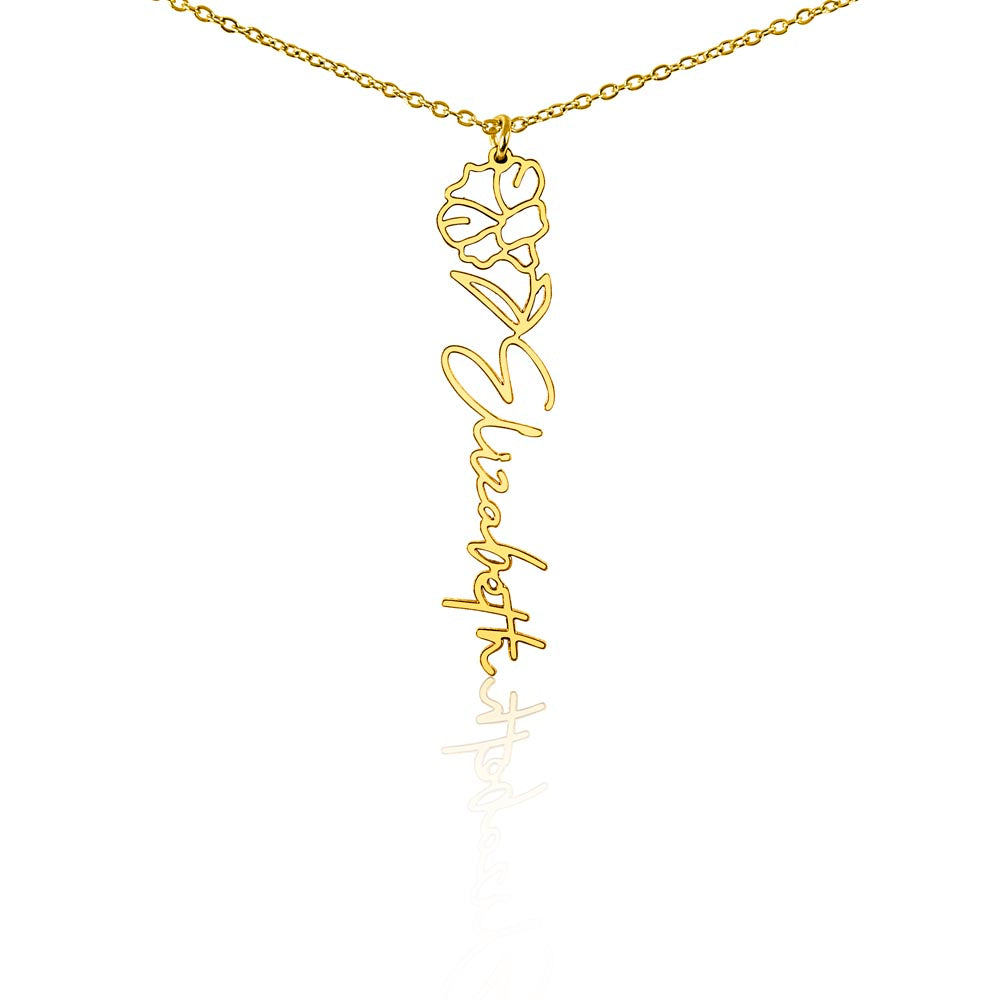 Flower Name Necklace - Vertical
