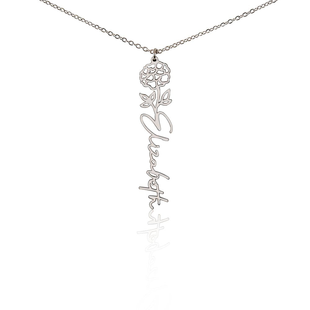 Flower Name Necklace - Vertical