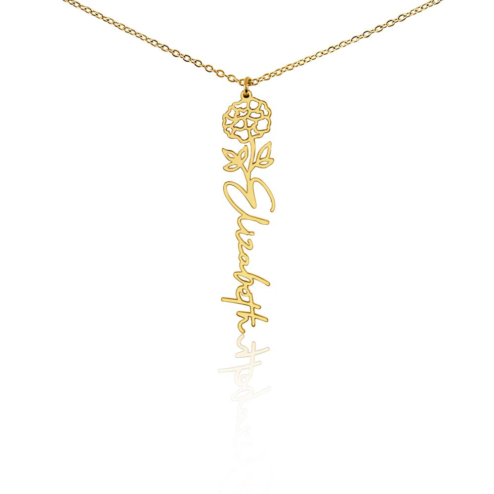 Flower Name Necklace - Vertical