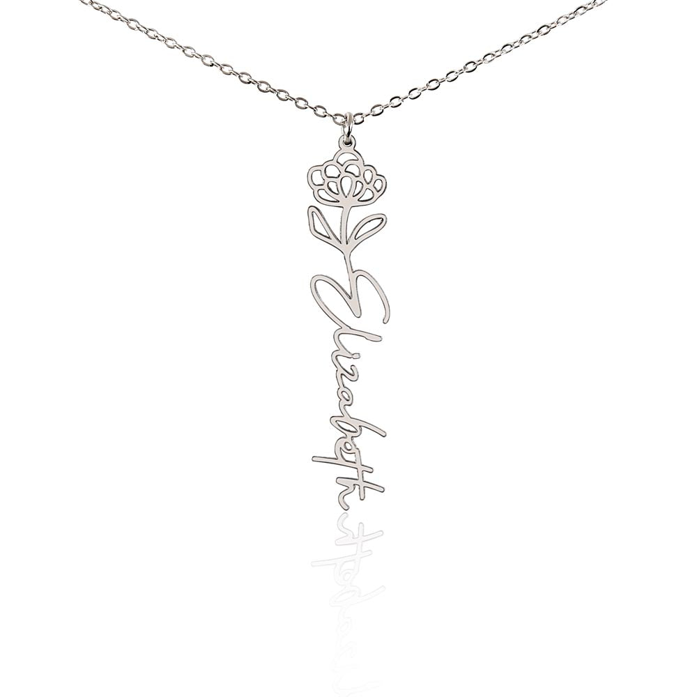 Flower Name Necklace - Vertical