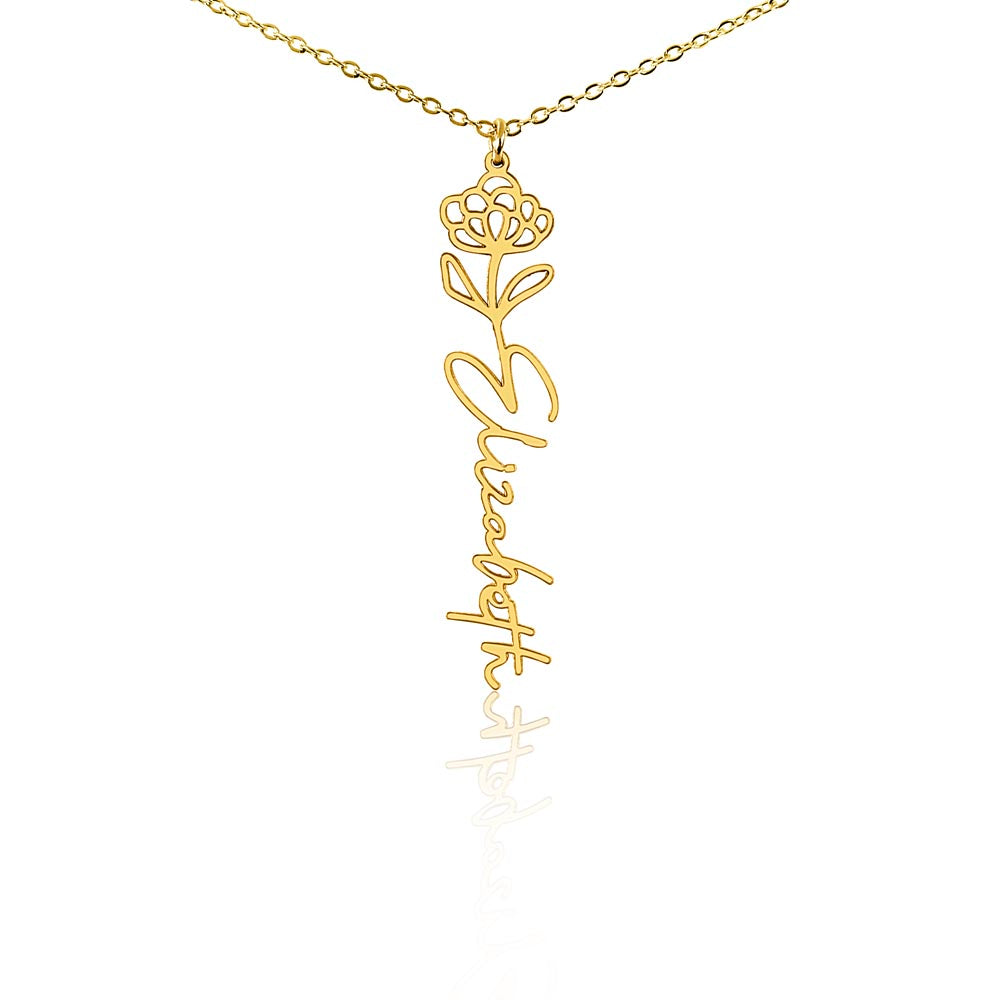 Flower Name Necklace - Vertical