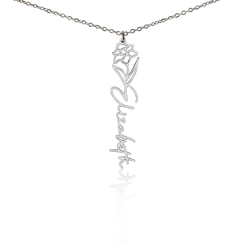 Flower Name Necklace - Vertical