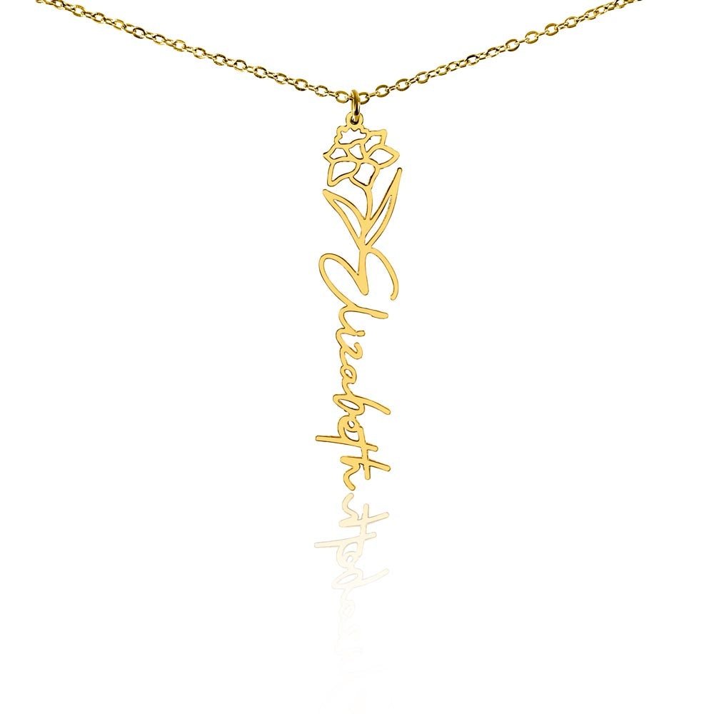 Flower Name Necklace - Vertical
