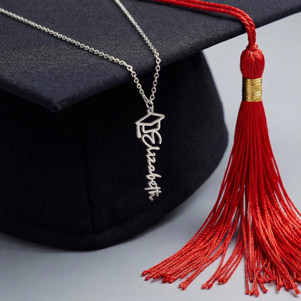 Graduation Cap Charm and Keepsake Necklace - Personalized