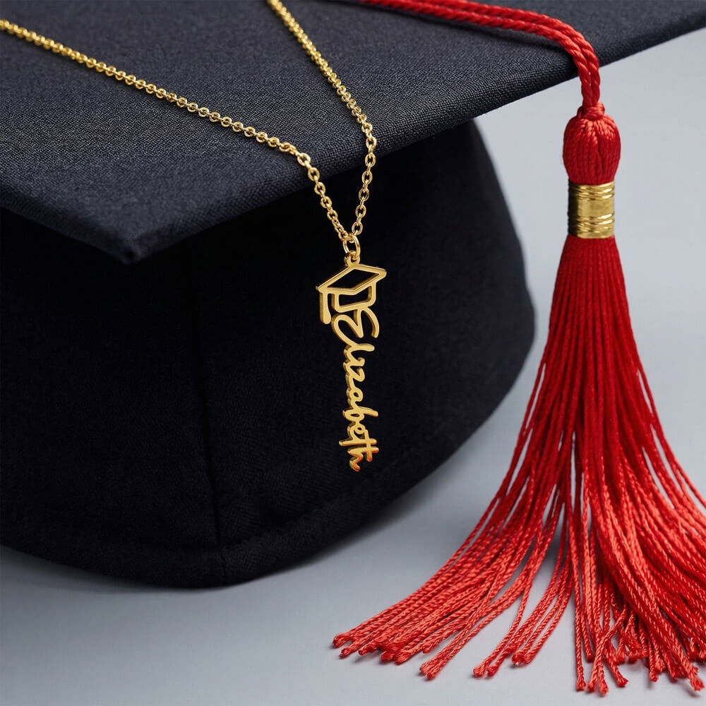 Graduation Cap Charm and Keepsake Necklace - Personalized