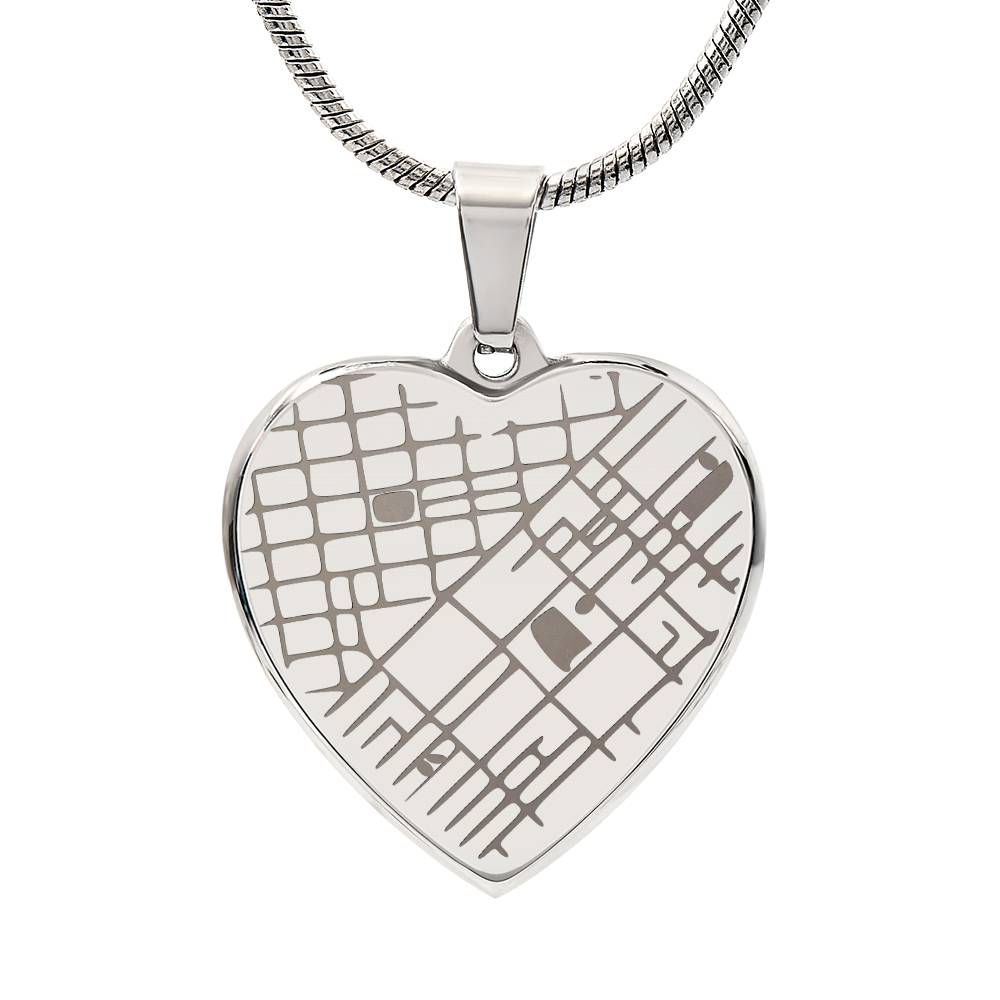 Engraved Heart Map Necklace - You Design Front and Back