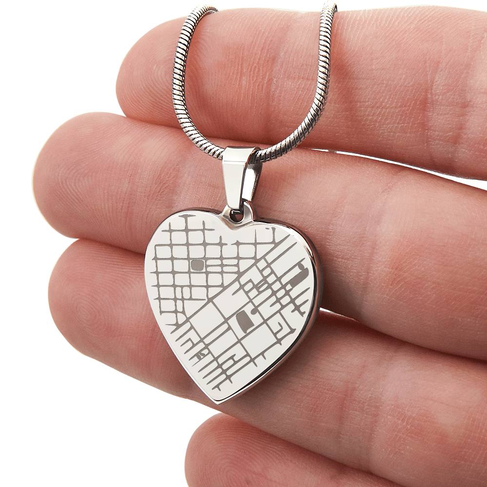 Engraved Heart Map Necklace - You Design Front and Back