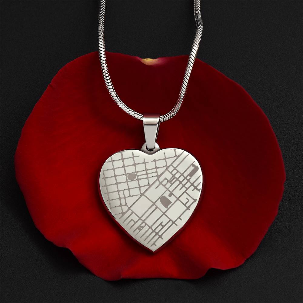 Engraved Heart Map Necklace - You Design Front and Back