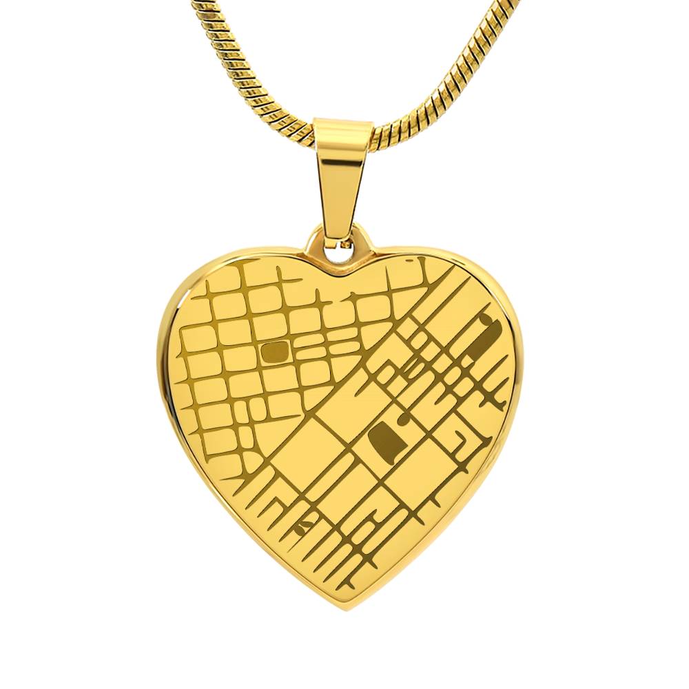 Engraved Heart Map Necklace - You Design Front and Back