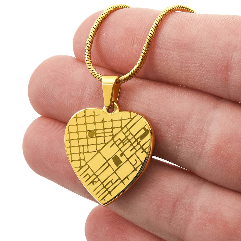 Engraved Heart Map Necklace - You Design Front and Back