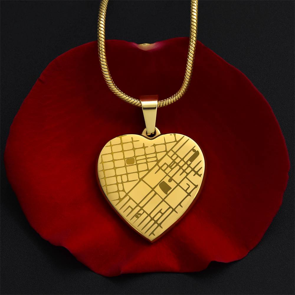 Engraved Heart Map Necklace - You Design Front and Back