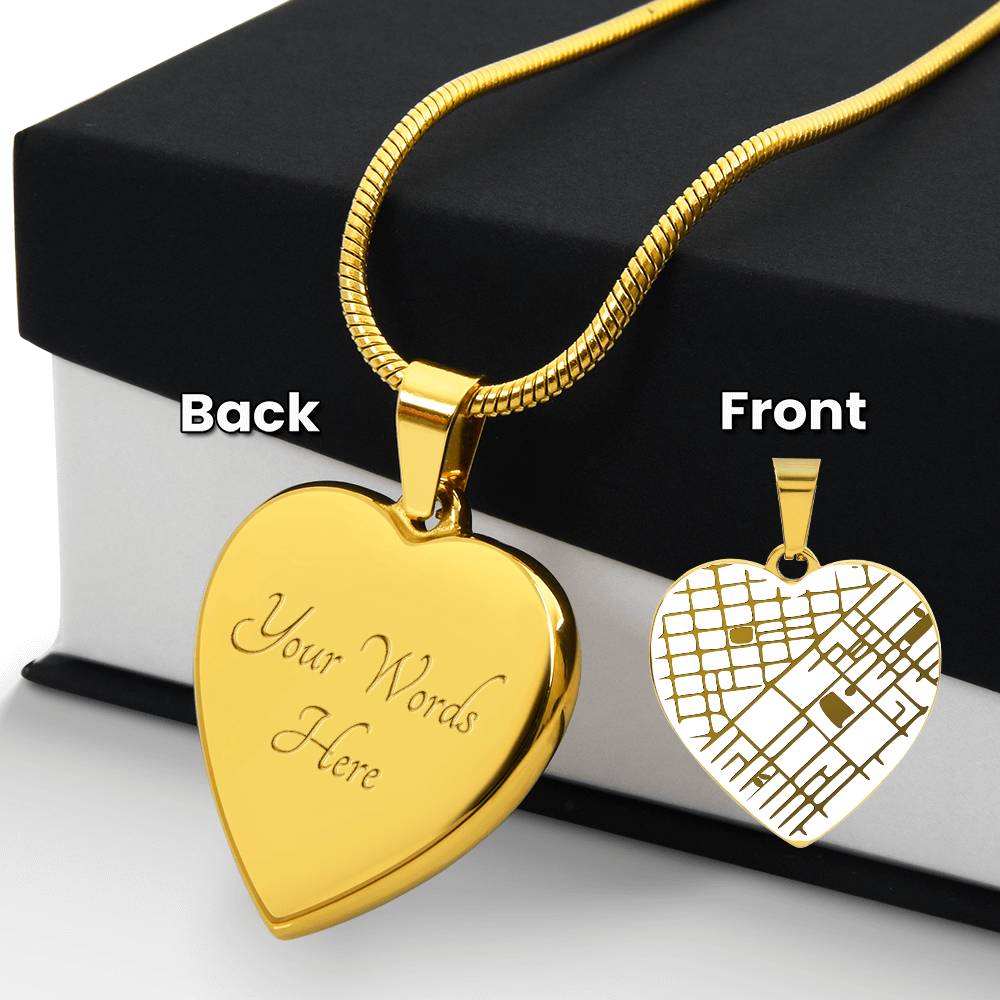 Engraved Heart Map Necklace - You Design Front and Back