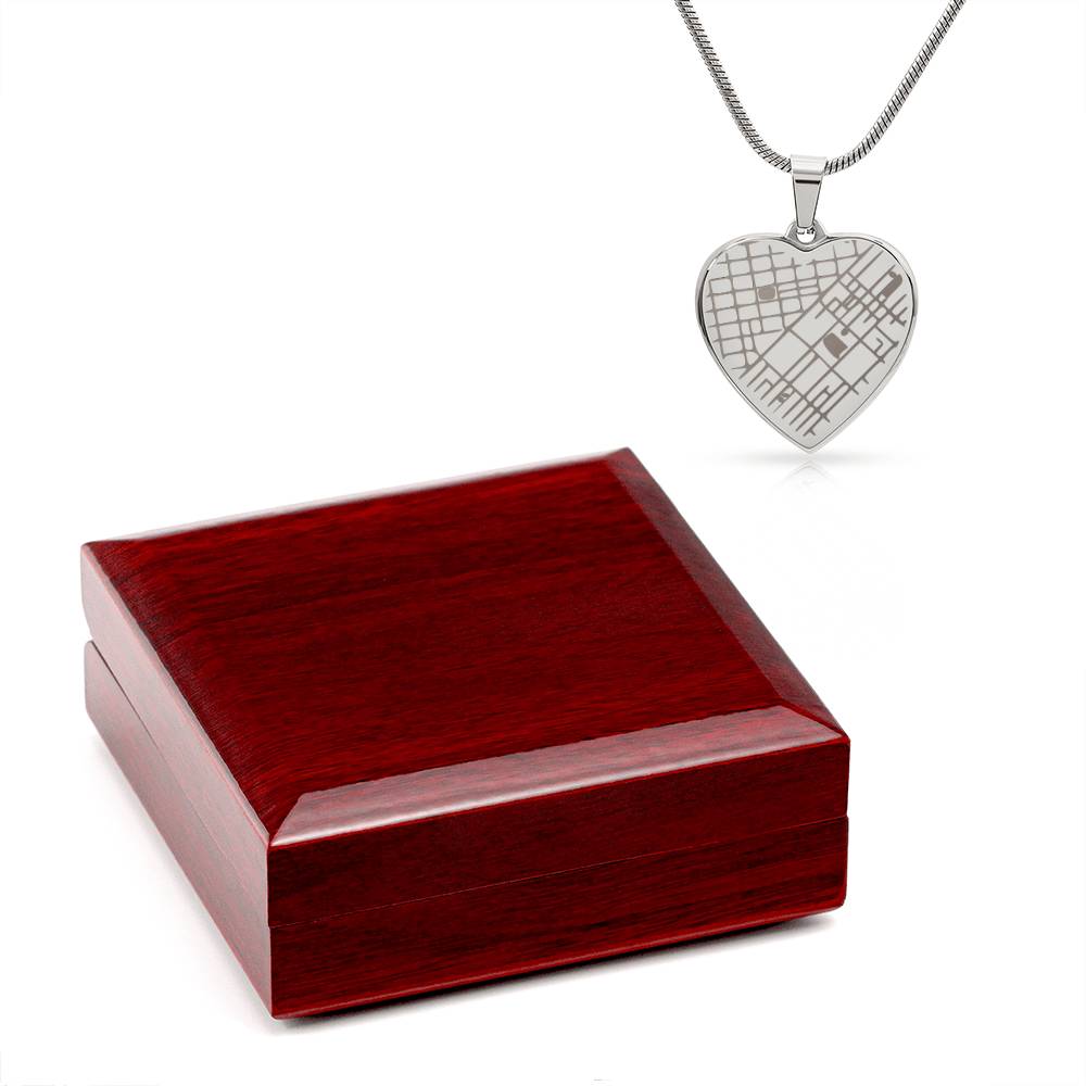 Engraved Heart Map Necklace - You Design Front and Back