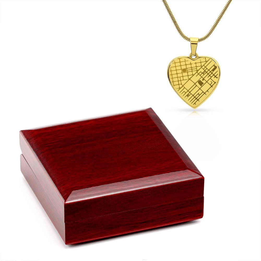 Engraved Heart Map Necklace - You Design Front and Back