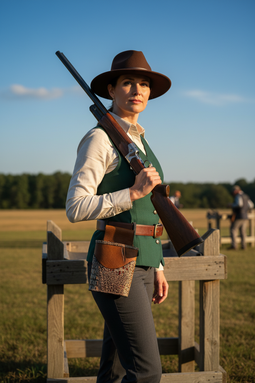 Shell Pouch - Sporting Clays Belt Bag | Croc-Embossed & Bison Leather - ONLY ONE OF ITS KIND