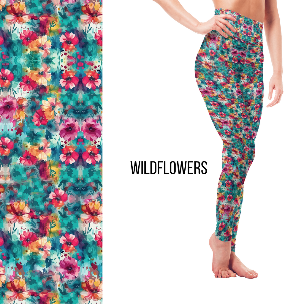 Watercolor Wildflower Leggings with Pockets